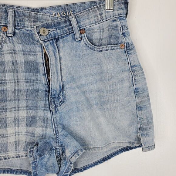 American Eagle Highest Rise Mom Shorts Crossover Plaid Mixed Media Womens 0 - Picture 3 of 11